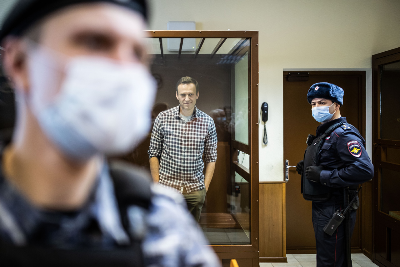 Алексей Навальный в Мосгорсуде 20 февраля 2021 года / Фото: Евгений Фельдман