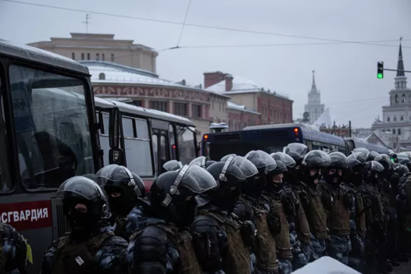 Protests in Russia are often met with heavy police presences / Photo: Dan Storyev