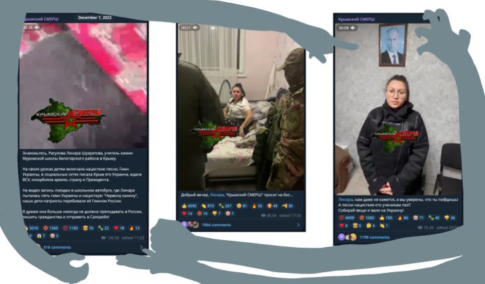Screenshots of posts by «Krymsky SMERSH» about Linara Rasulova