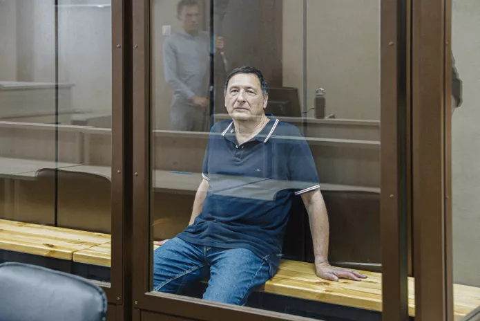 Boris Kagarlitsky at the hearing on his measure of restriction, Syktyvkar, June 26, 2023 / Photo: Север.Реалии, RFE/RL