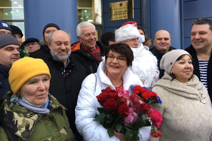 Юлия Галямина после последнего слова на суде по делу 212.1 УК, 18 декабря 2020 года / Фото: Сергей Вершинин