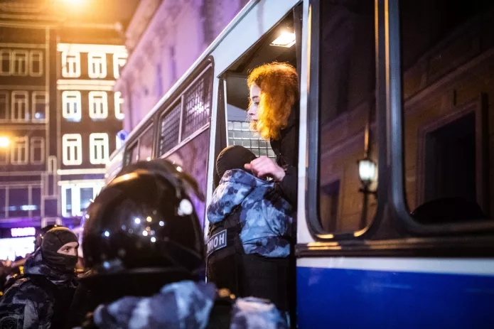 Акции протеста в Москве 2 февраля 2021 года / Фото: Евгений Фельдман для «Медузы»