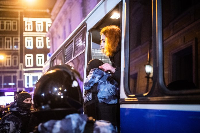 Акции протеста в Москве 2 февраля 2021 года / Фото: Евгений Фельдман для «Медузы»