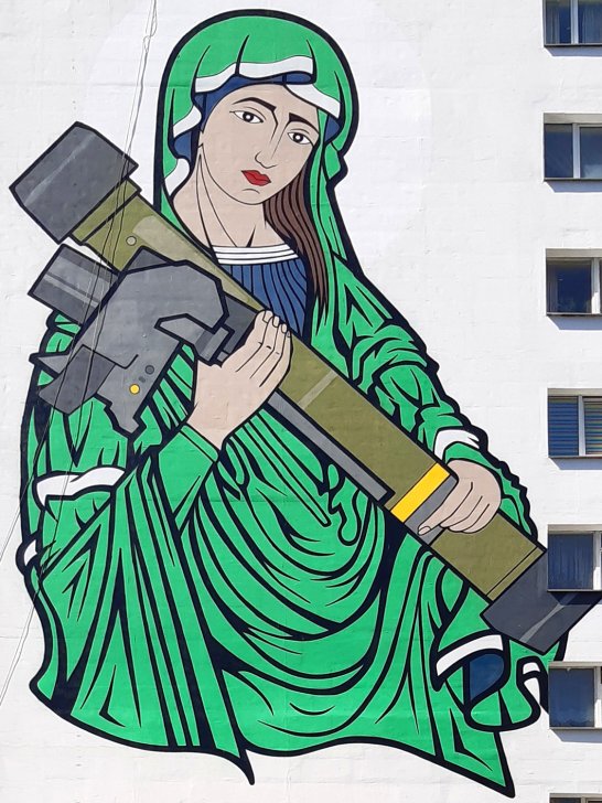 Mural "Saint Javelina" in Kyiv, May 2022 / Author photo: Rasal Hague, mural by Chris Shaw, CC BY 3.0