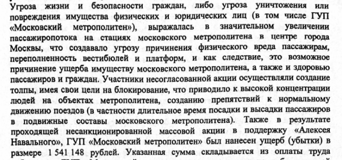 Testimony of the representative of the Moscow Metro Molochnikov D. A. in the indictment in the case of Gleb Maryasov dated April 30, 2021