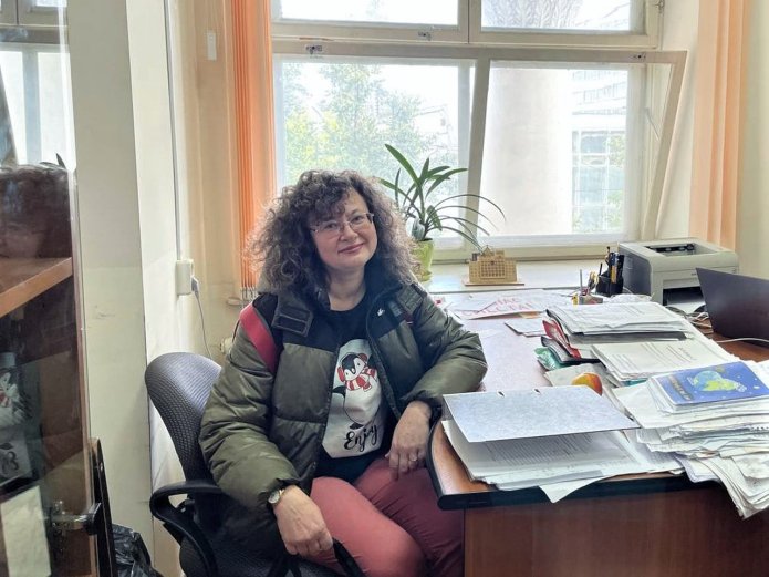 Ольга Назаренко в отделе полиции после обыска, 20 сентября 2022 года / Фото прислал адвокат Оскар Черджиев